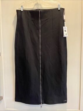NEW 3B Classic Black Pencil Style Front-Zip comfortable jersey fabric Maxi Skirt
